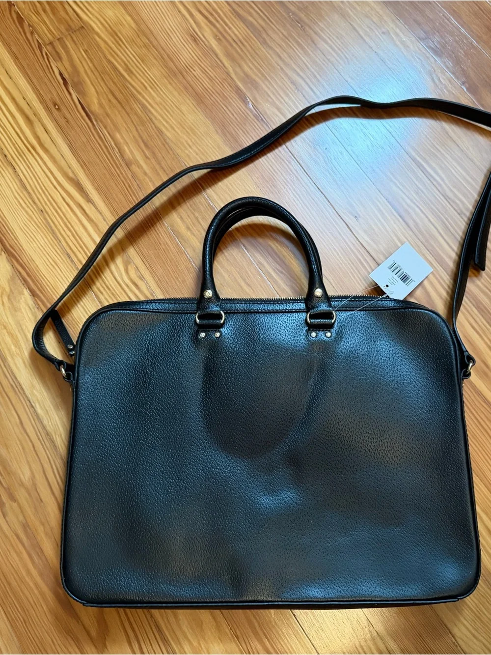 kate spade Black Pebbled Leather Laptop Briefcase with Shoulder Strap